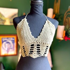 💫Handmade sage green crochet crop top